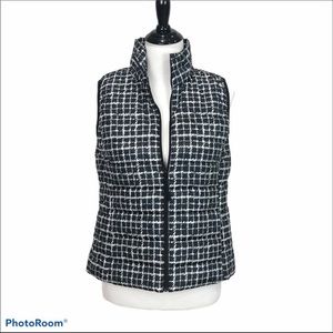 Rafaella Sport front zip pocketed black and white check puffy vest